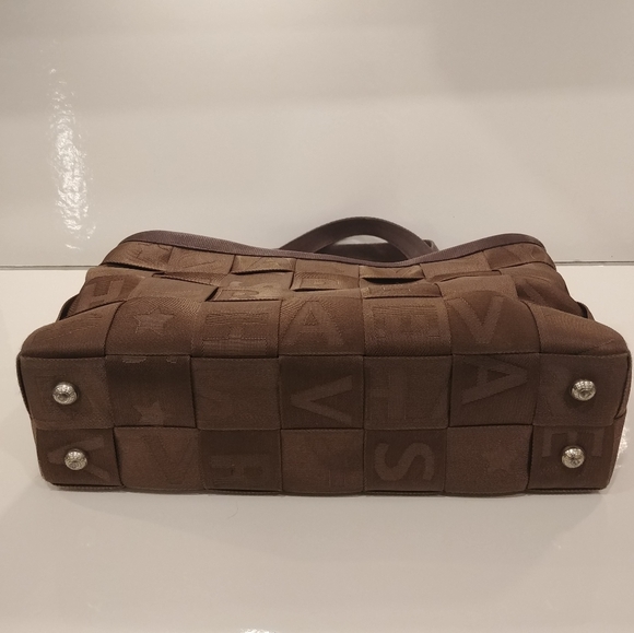 Rare Harvey's Original Seatbelt Embossed Monogram Large Satchel Handbag USA Made - Picture 6 of 16